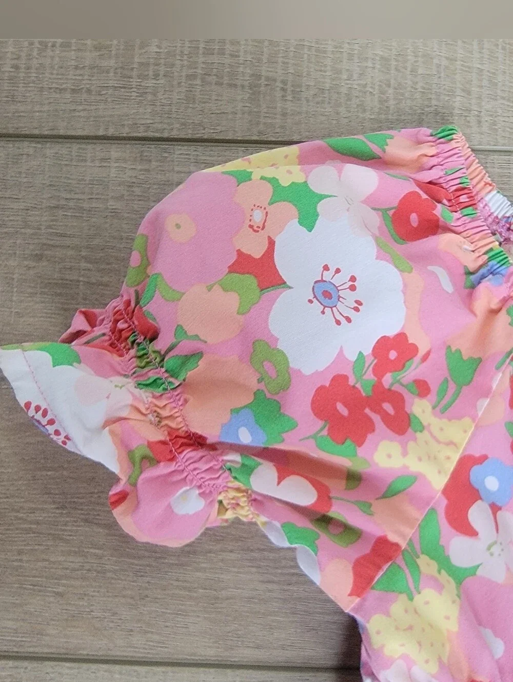 Matilda Jane Girls Pink Floral Good Luck Charm Puff Sleeves Smocked Dress Size 8